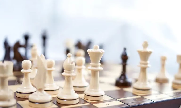 a chess game with chess pieces on a chess board