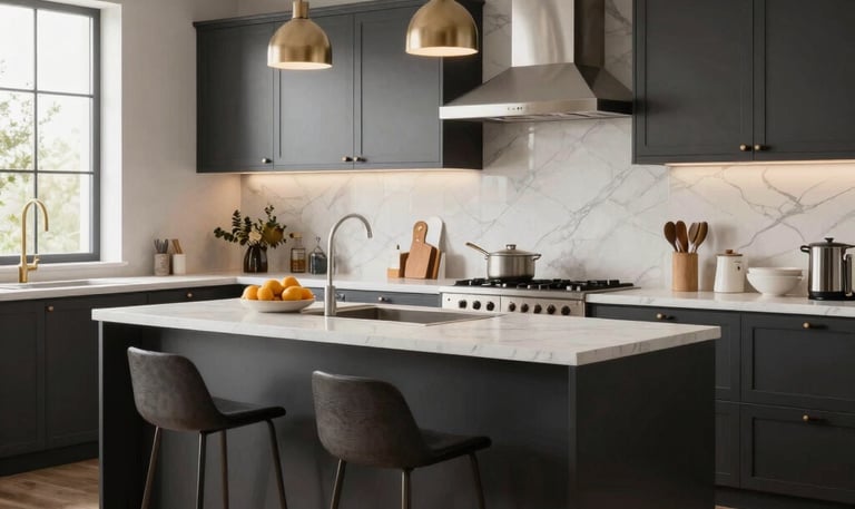 Modern kitchen renovation showcasing sleek cabinetry and smart home devices.