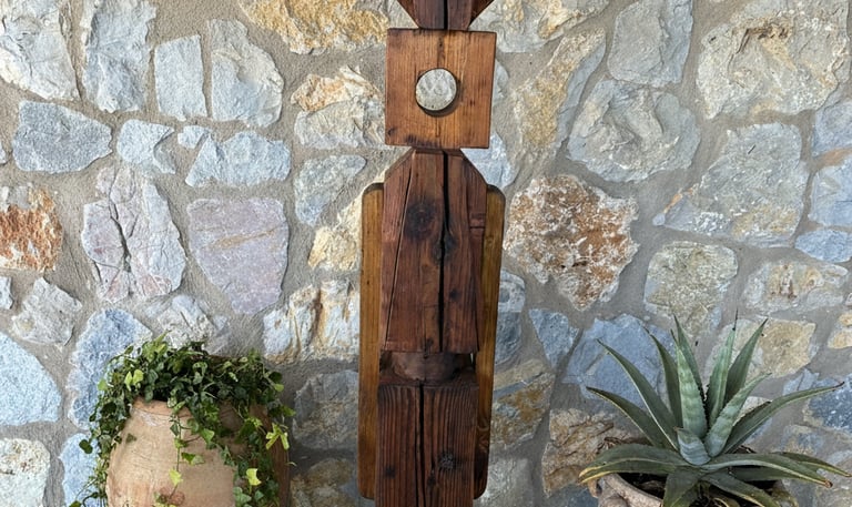 a wooden sculpture of a wooden sculpture of a man