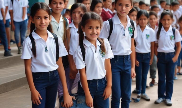 A group of joyful children learning together in a bright classroom.