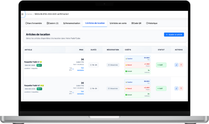 Interface de gestion exploitant