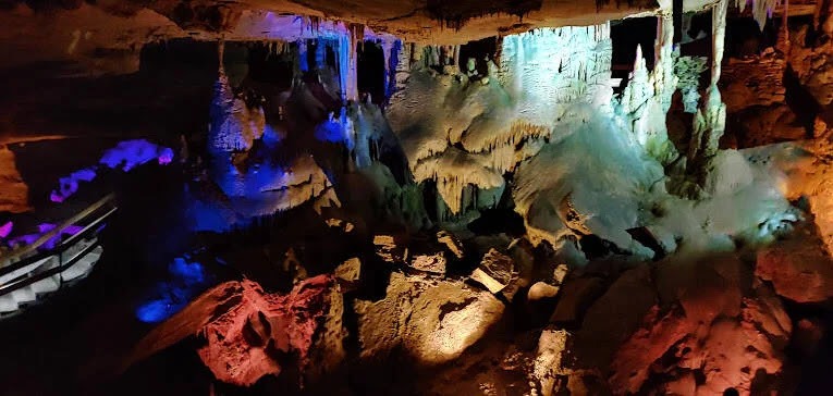 Chattanooga, TN - Raccoon Mountain Caverns colored light displays is spook-tacular beautiful