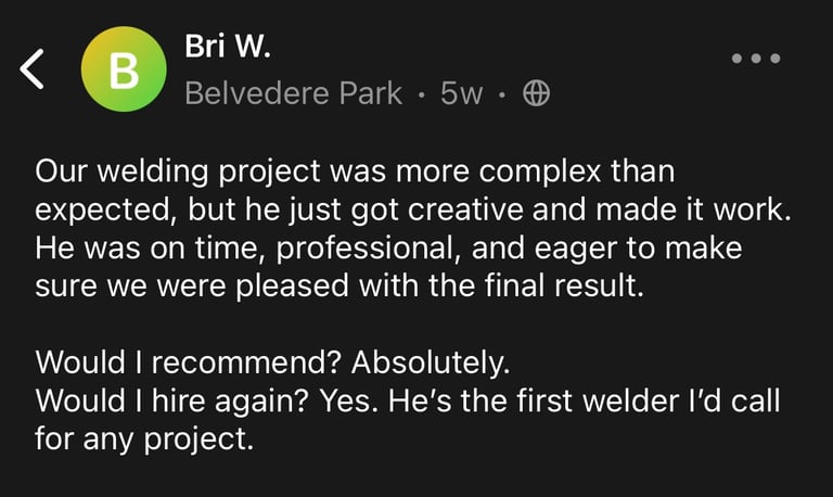 nextdoor review for jstarr fabrication