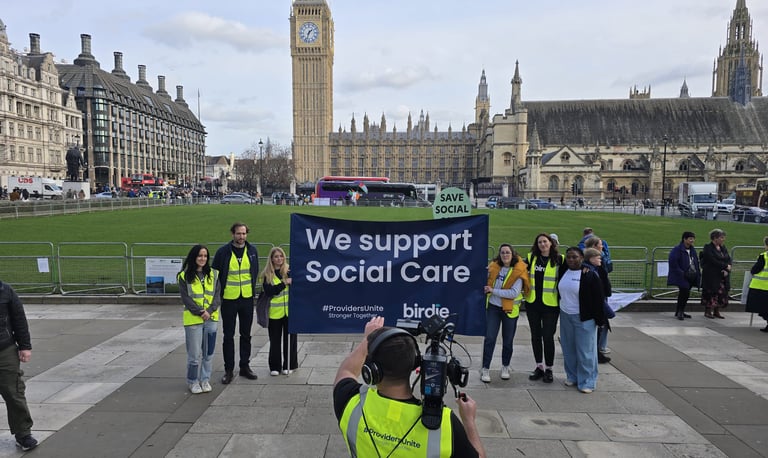 A group of social care providers campaigning in London