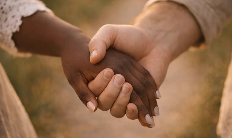 Couple romantique main dans la main
