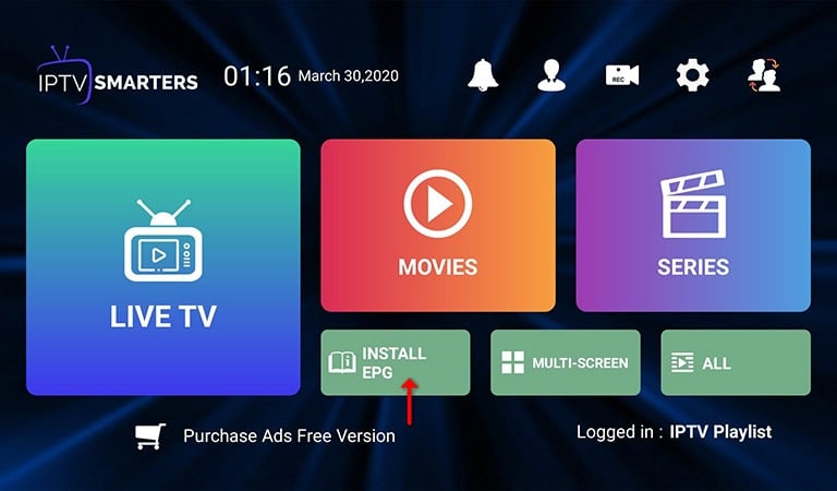 add epg on iptv smarter pro