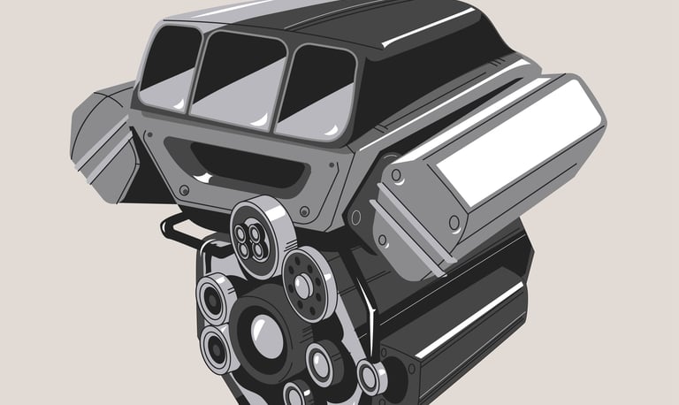 a car engine with a v8 engine