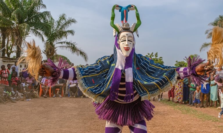 Traditional Goli Masquerade Dance in Ivory Coast