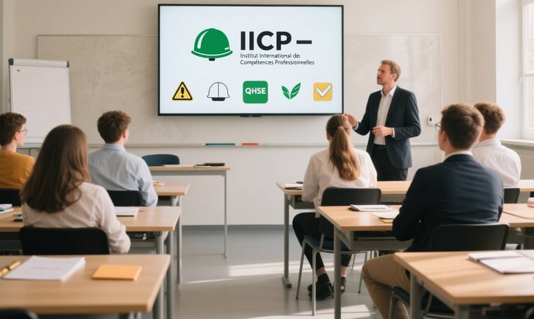 a man in a suit and tie is standing in front of a class room