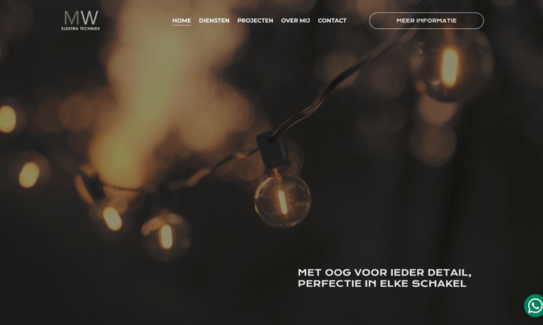 Warm glowing lights by M.W. Elektra Techniek, showcasing electrical expertise