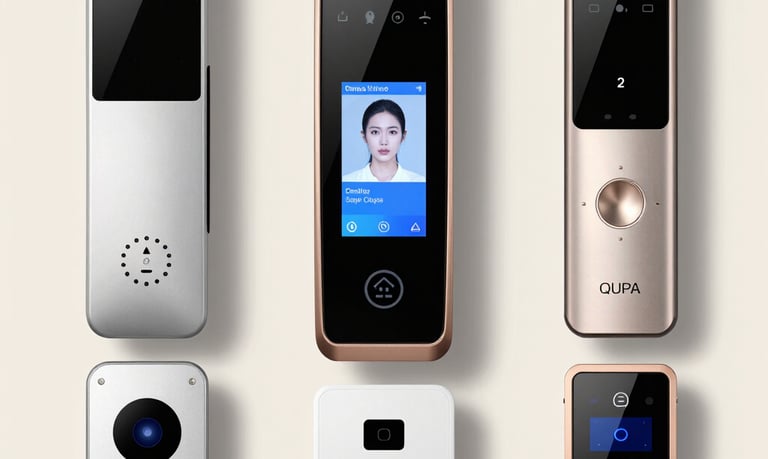 Surveillance cameras monitoring the entrance of a residential property at dusk.