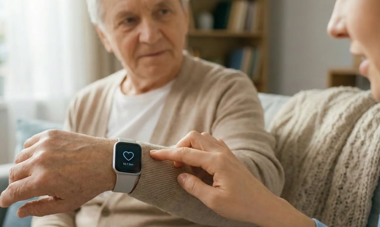Montre connectée discrète avec détection de chute pour la sécurité des seniors à domicile - Service 