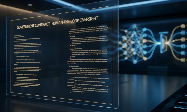 Gobernanza de inteligencia artificial con supervisión humana y regulación estatal.