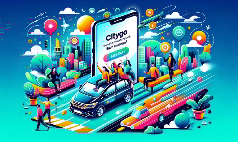 a car driving down a street with people on the street citygo code 