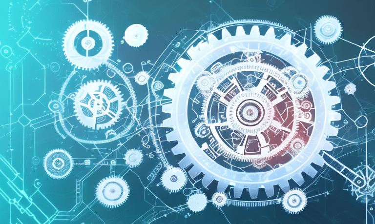 a clockwork of gears and gears on a blue background