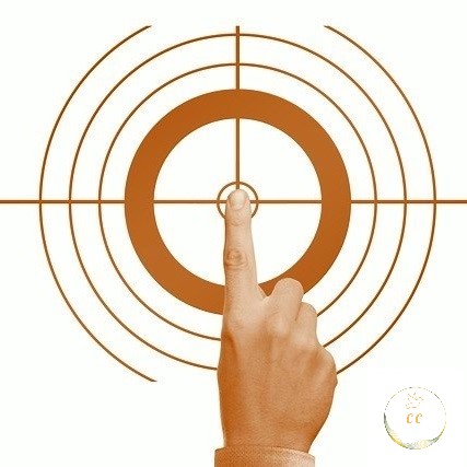 un doigt posé sur le centre de cercles concentriques, cible, au cœur des séances