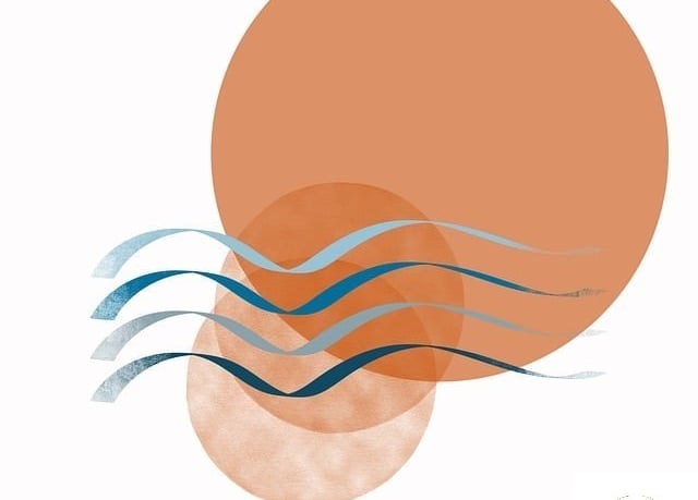 illustration simpliste avec un rond plein des vagues et 2 petits ronds pleins imbriqués