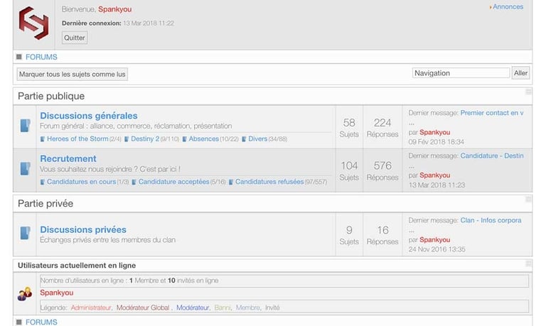 Clan Aegis France site web en 2016