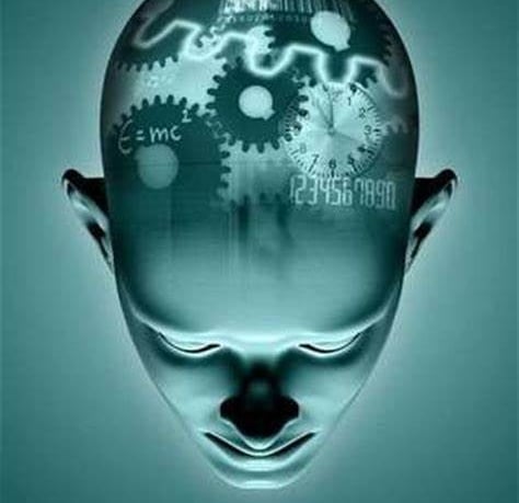 a man with a head of gears and gears on his head