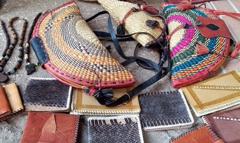 collection of hand-made leather bags