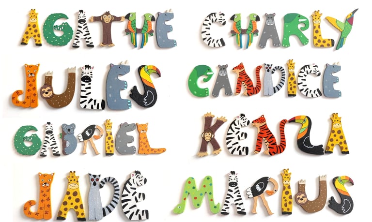 Lettre prénom bois savane et jungle