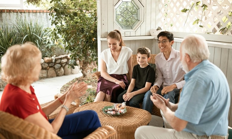 Healthy Relationships - a family gathering in a backyard patio