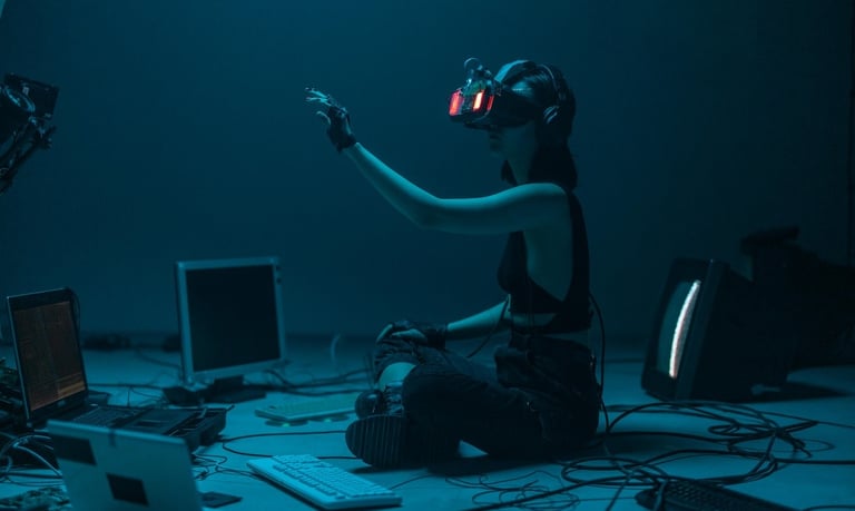 Wearable Technology - a woman in a virtual reality headset
