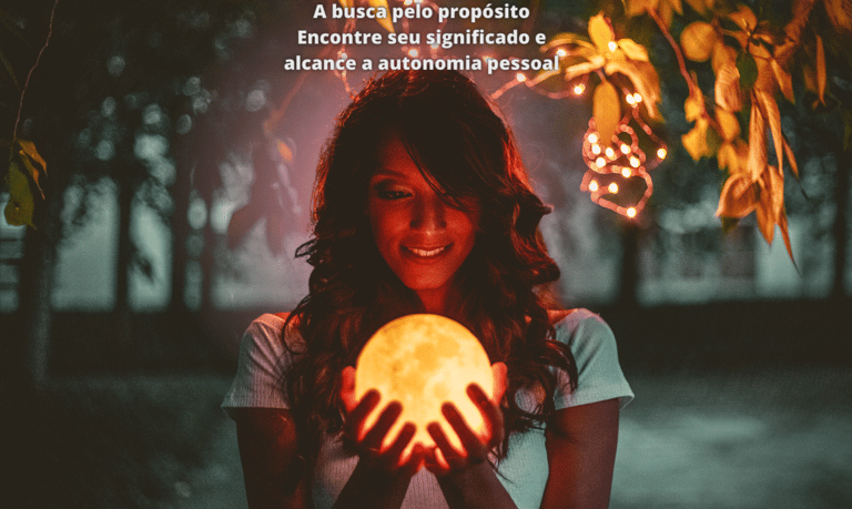 Mulher segurando esfera luminosa simboliza a jornada do autoconhecimento e do propósito