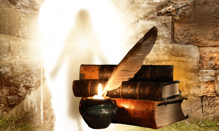 livros e a imagem do Cristo ressurrecto representam arquétipos e tradições que orientam os homens