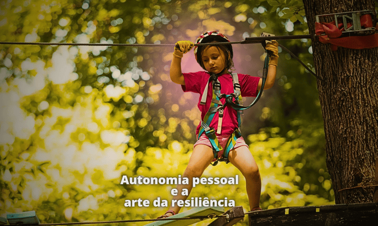 criança enfrenta desafio desenvolvendo sua autonomia pessoal e a arte da resiliência