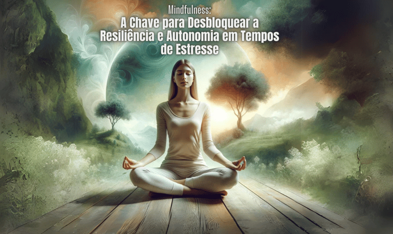 jovem em meditação mindfullness em ambiente paradisíaco