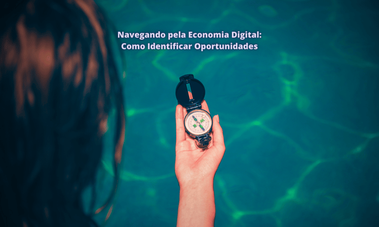 com uma bússola mulher navega na economia digital