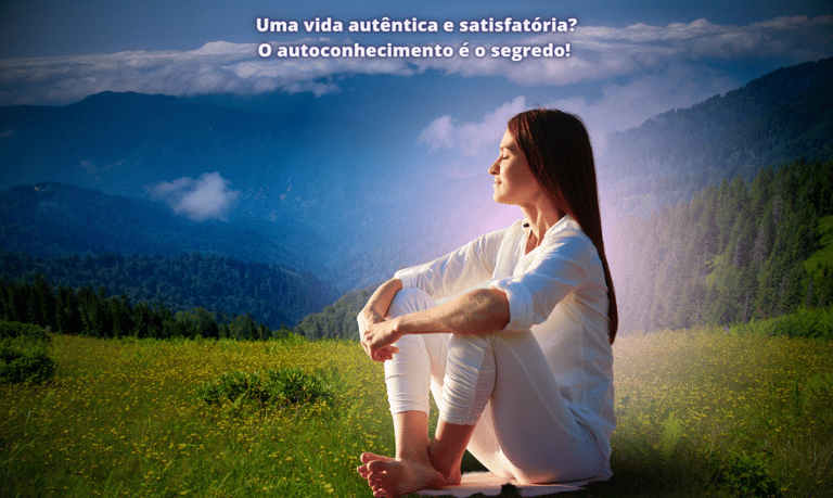 Mulher em atitude serena e confiante em um belo panorama 