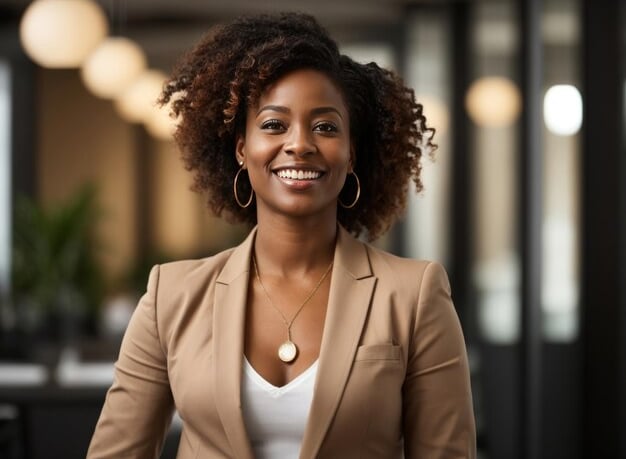 imagem de uma mulher negra executiva de negócios.