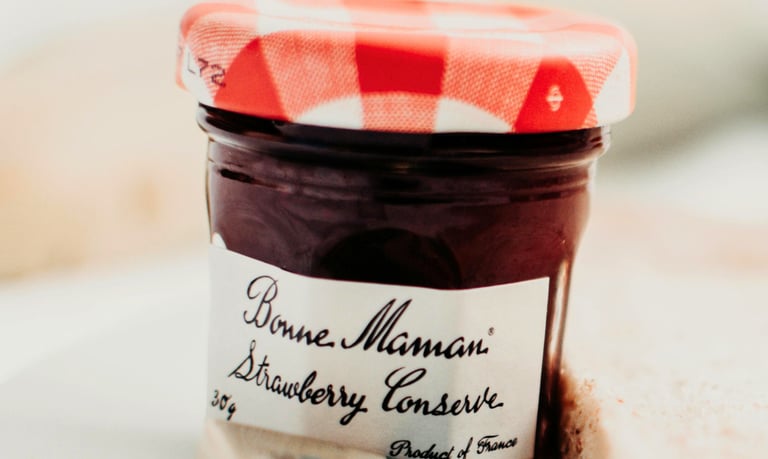 A jar of Bonne Maman jam