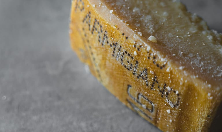 A rind of parmigiano reggiano cheese