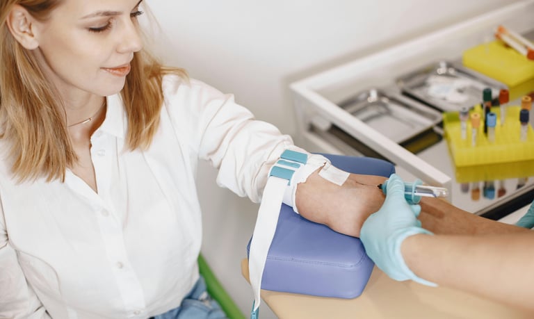 Woman getting a blood test done.
