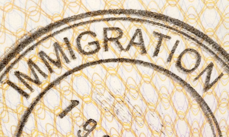 imagem de documento de imigração