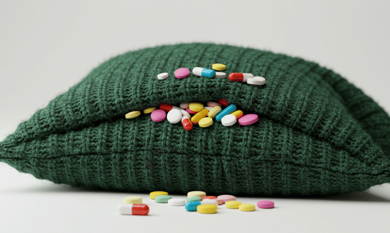 saggy sweater as a pillow or a random cocktail of sleep meds