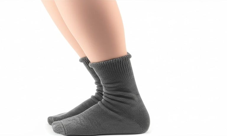 person's feet wearing the tight wool socks