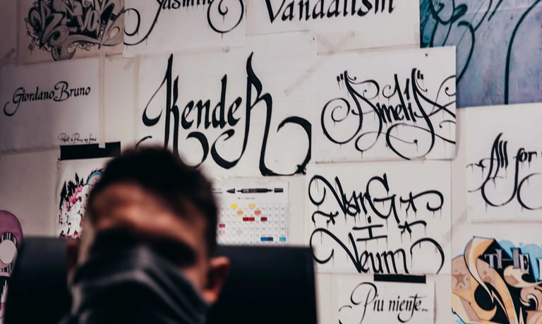 Kende studio — urban calligraphy sketches and lettering process work in progress