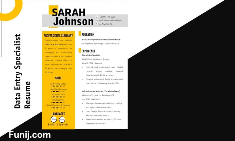 Data Entry Specialist Resume