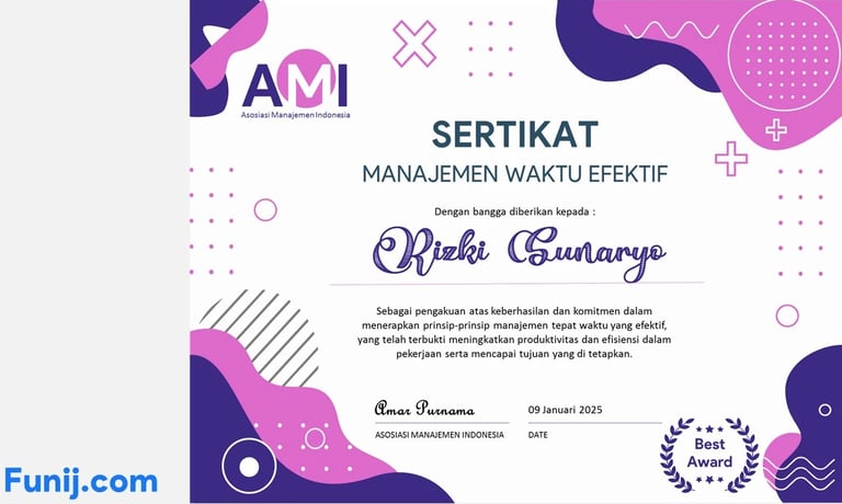 Sertifikat Manajemen Waktu Efektif