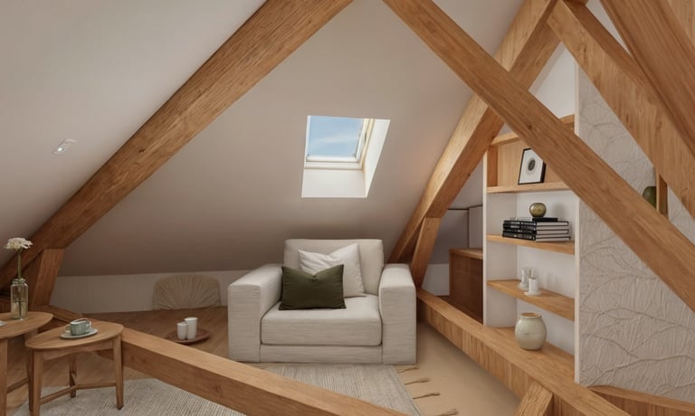 aménagement sous comble d'un salon