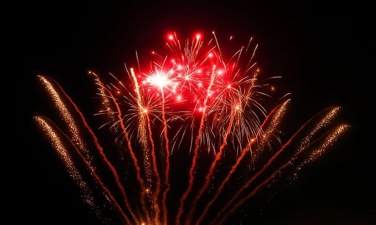 feu d'artifice festif illustrant la célébration d'un évenemen