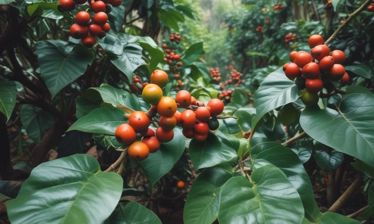 Close-up of freshly roasted artisanal coffee beans spilling from a burlap sack.
