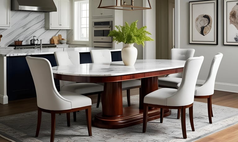 Marble and Mahogany Table Design