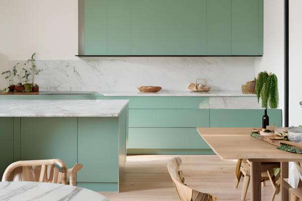 Sea Green Kitchen Cabinet
