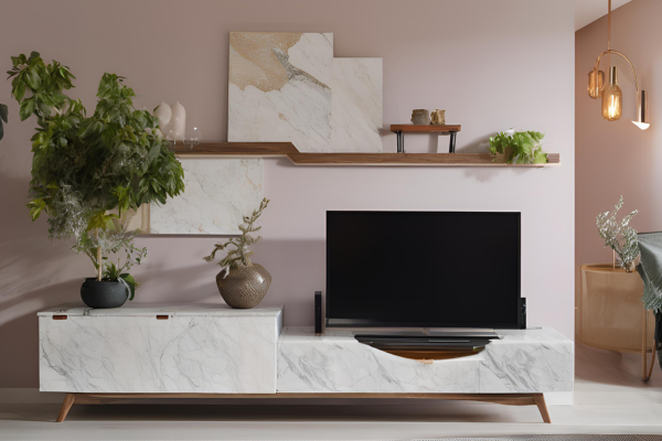 Marble TV Unit with Marble Top