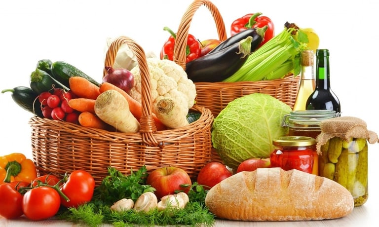 a variety of vegetables and vegetables in baskets
